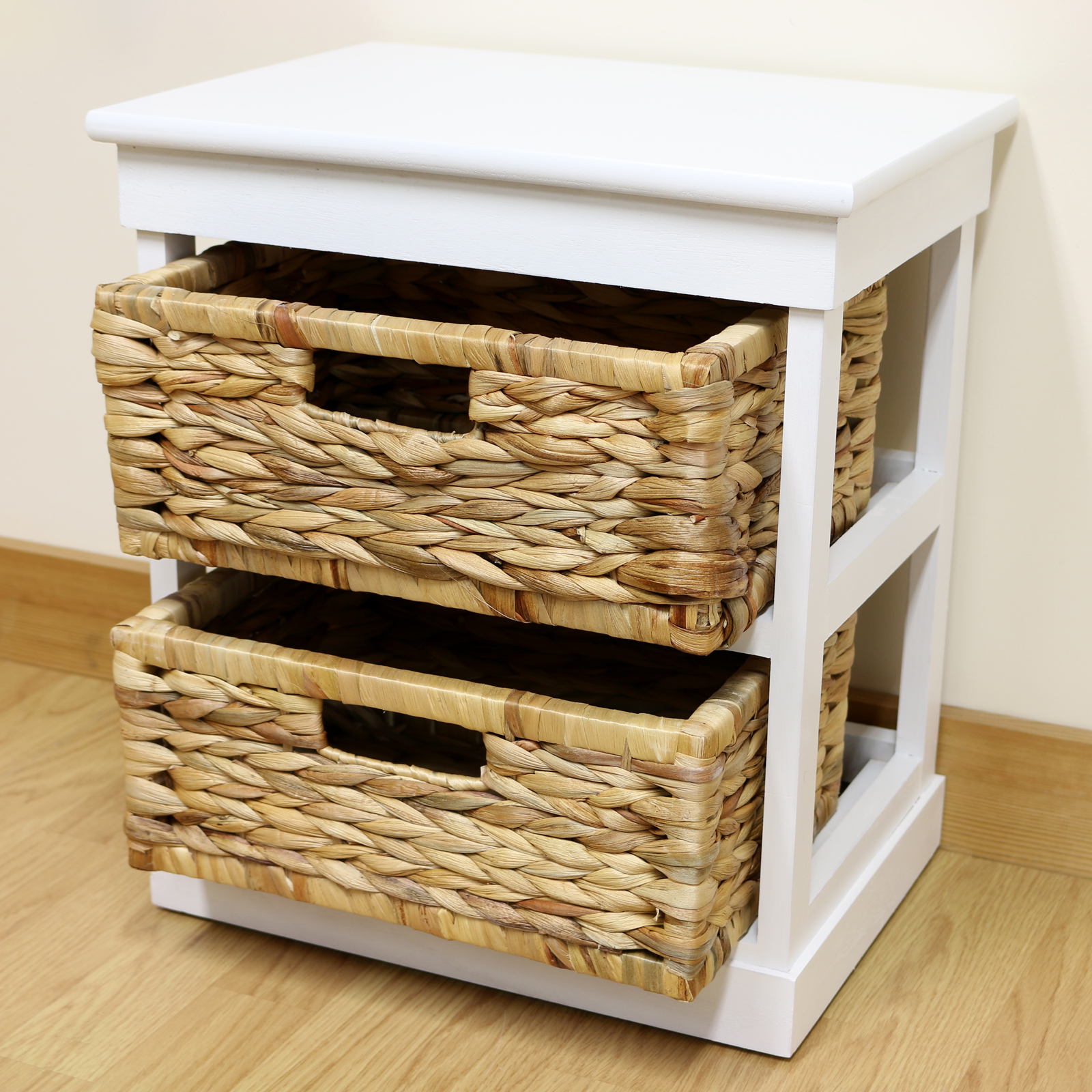 White 2 Drawer Basket Bedside Storage Unit/Lounge/Bathroom